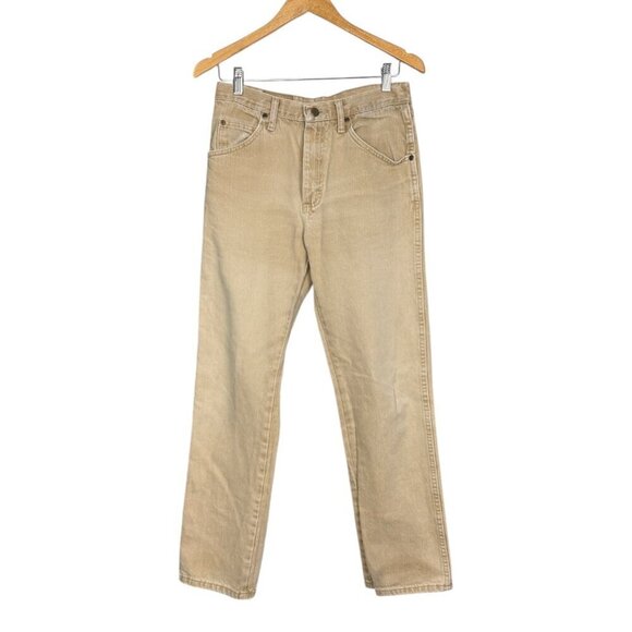 Wrangler Beige Jeans 30x30 Straight Fit Denim Pants Classic Five Pocket Co - Picture 2 of 7